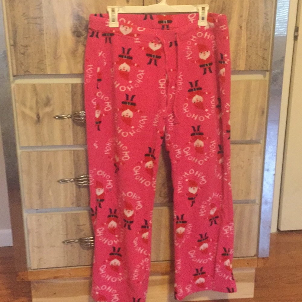 Pink Santa pajama bottoms